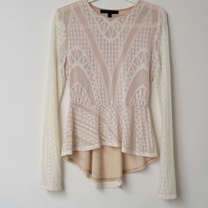 BCBGMaxazria Cream & Tan Top